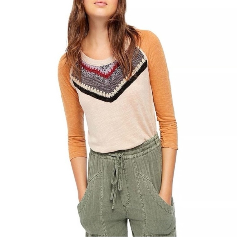 EUC We the Free Multicolor Knit Detail Top